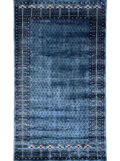 3x5 feet Hand Knotted Bamboo Silk Carpet Blue Jali