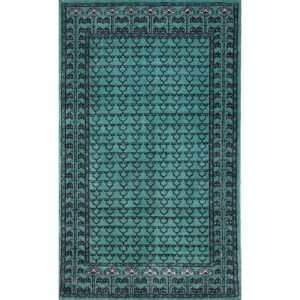 3x5 Handmade Hand Knotted Wool Carpet Parda Light Turquoise