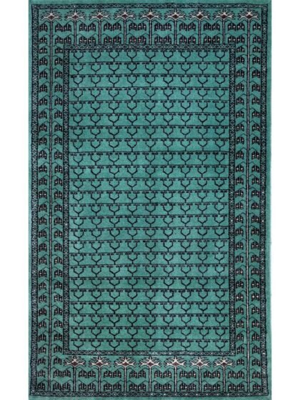 3x5 Handmade Hand Knotted Wool Carpet Parda Light Turquoise