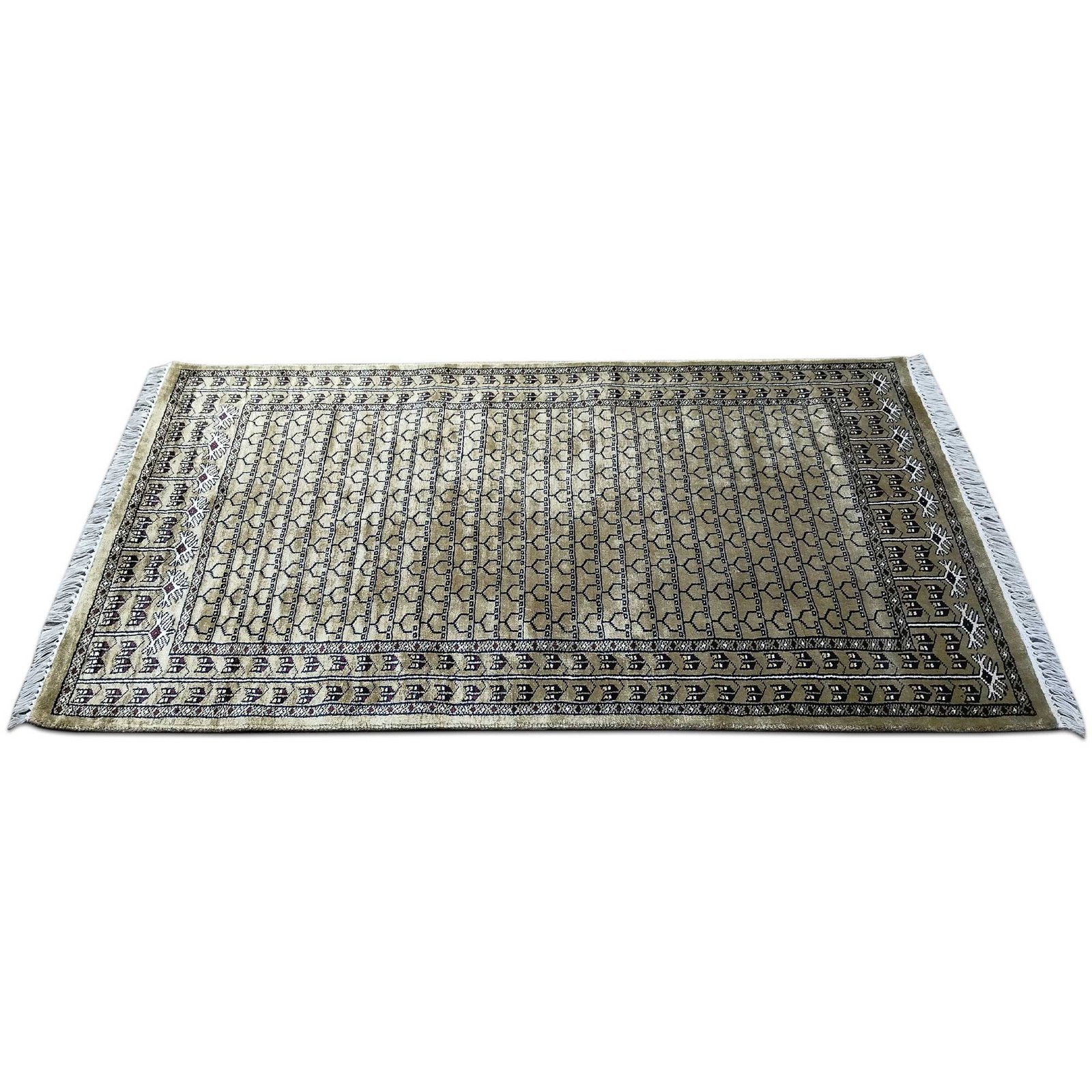 3x5 feet Hand Knotted Bamboo Silk Carpet Olive Parda - Image 3