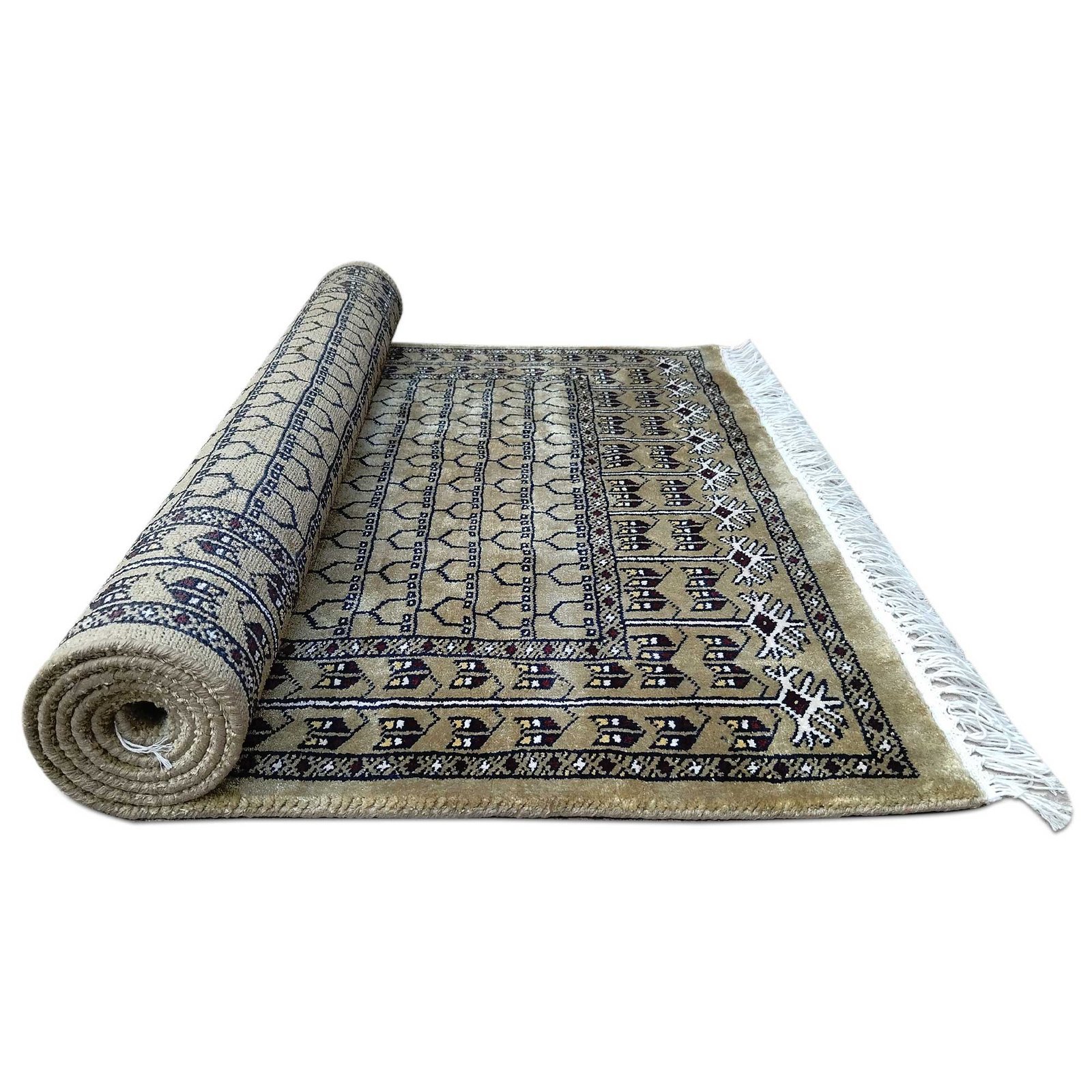 3x5 feet Hand Knotted Bamboo Silk Carpet Olive Parda - Image 6