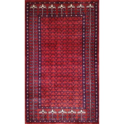 3x5 Feet Handmade Parda Wool Carpet Red