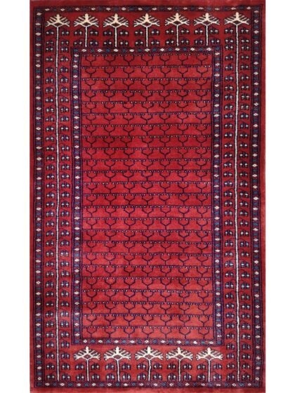3x5 Feet Handmade Parda Wool Carpet Red