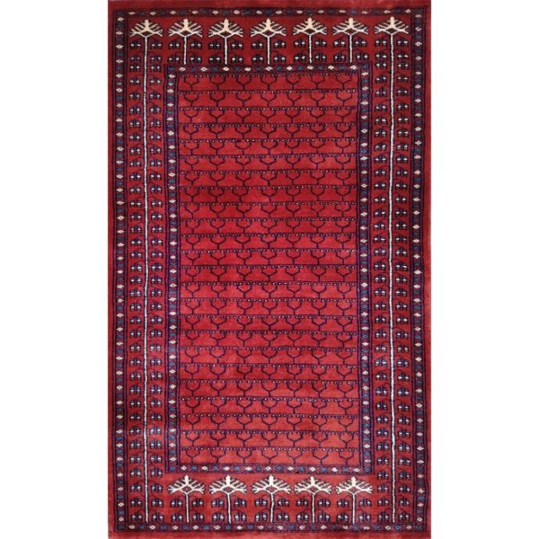 3x5 Feet Handmade Parda Wool Carpet Red