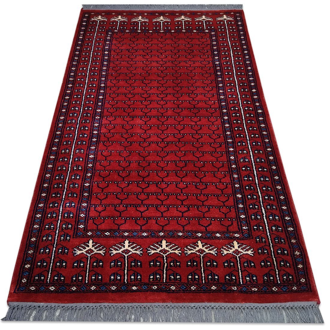3x5 Feet Handmade Parda Wool Carpet Red - Image 2