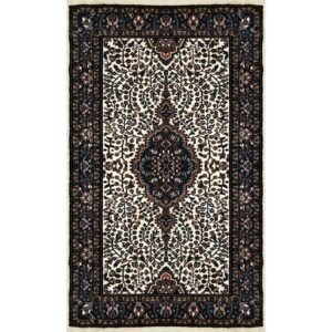 3x5 ft Hand Knotted Wool Carpet Whit Indo-Persian