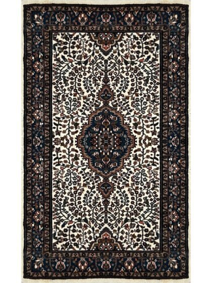 3x5 ft Hand Knotted Wool Carpet Whit Indo-Persian