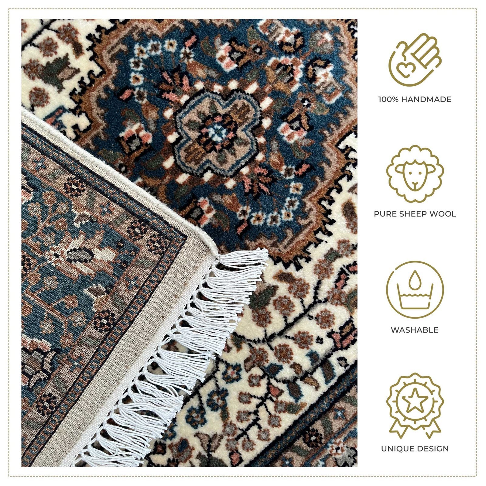 3x5 ft Hand Knotted Wool Carpet Whit Indo-Persian - Image 4