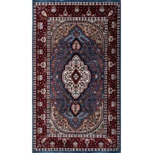 3x5 ft Hand Knotted Wool Carpet Bluish-Gray Ground Indo-Persian