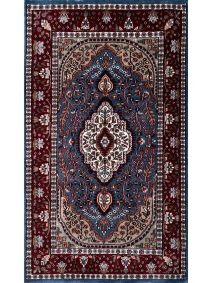 3x5 ft Hand Knotted Wool Carpet Bluish-Gray Ground Indo-Persian