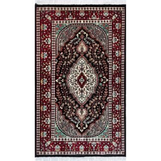 3x5 ft Hand Knotted Woolen Carpet Persian Black
