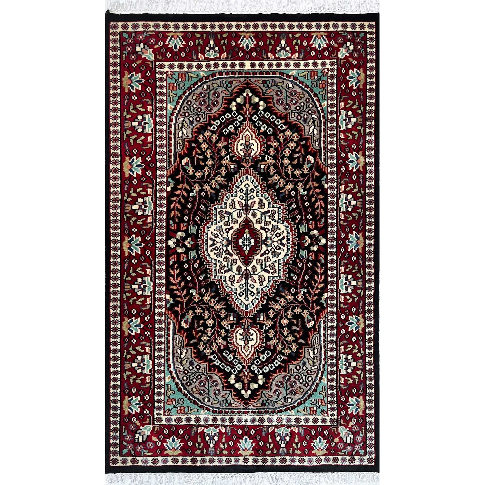 3x5 ft Hand Knotted Woolen Carpet Persian Black