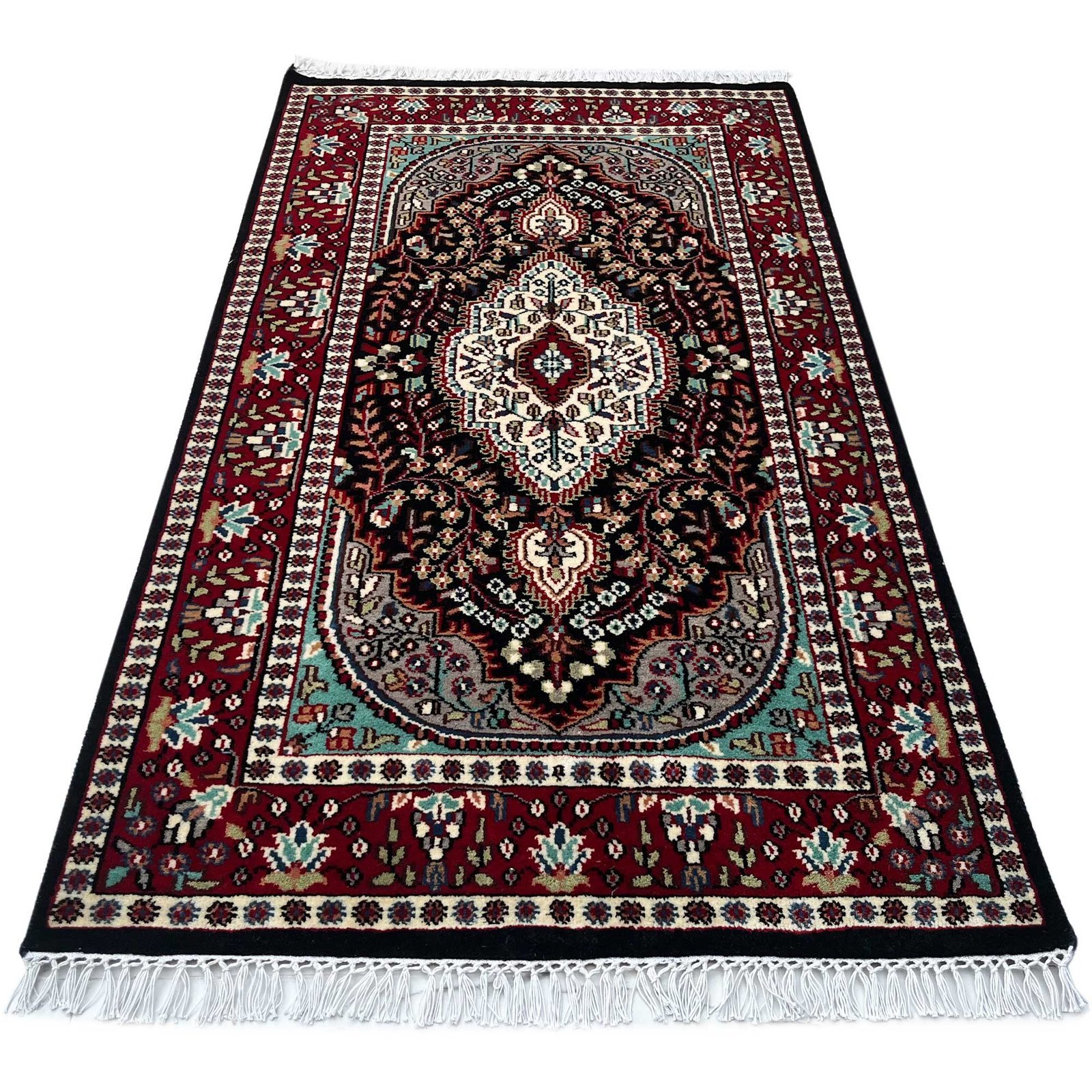3x5 ft Hand Knotted Woolen Carpet Persian Black - Image 2