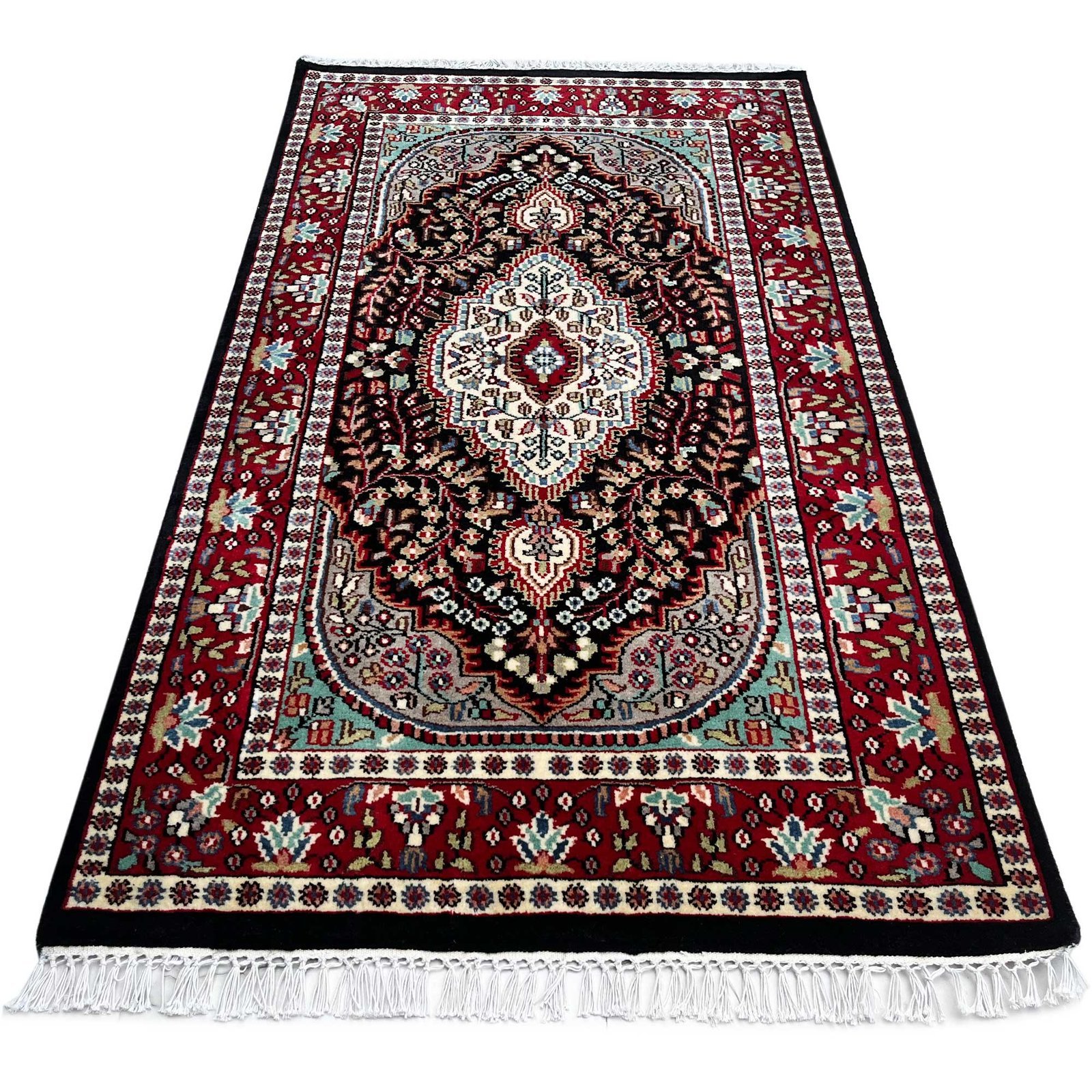 3x5 ft Hand Knotted Woolen Carpet Persian Black - Image 7