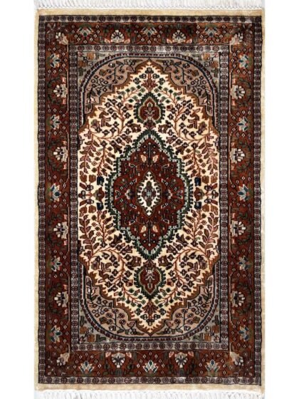 3x5 ft Hand Knotted Woolen Carpet Persian White