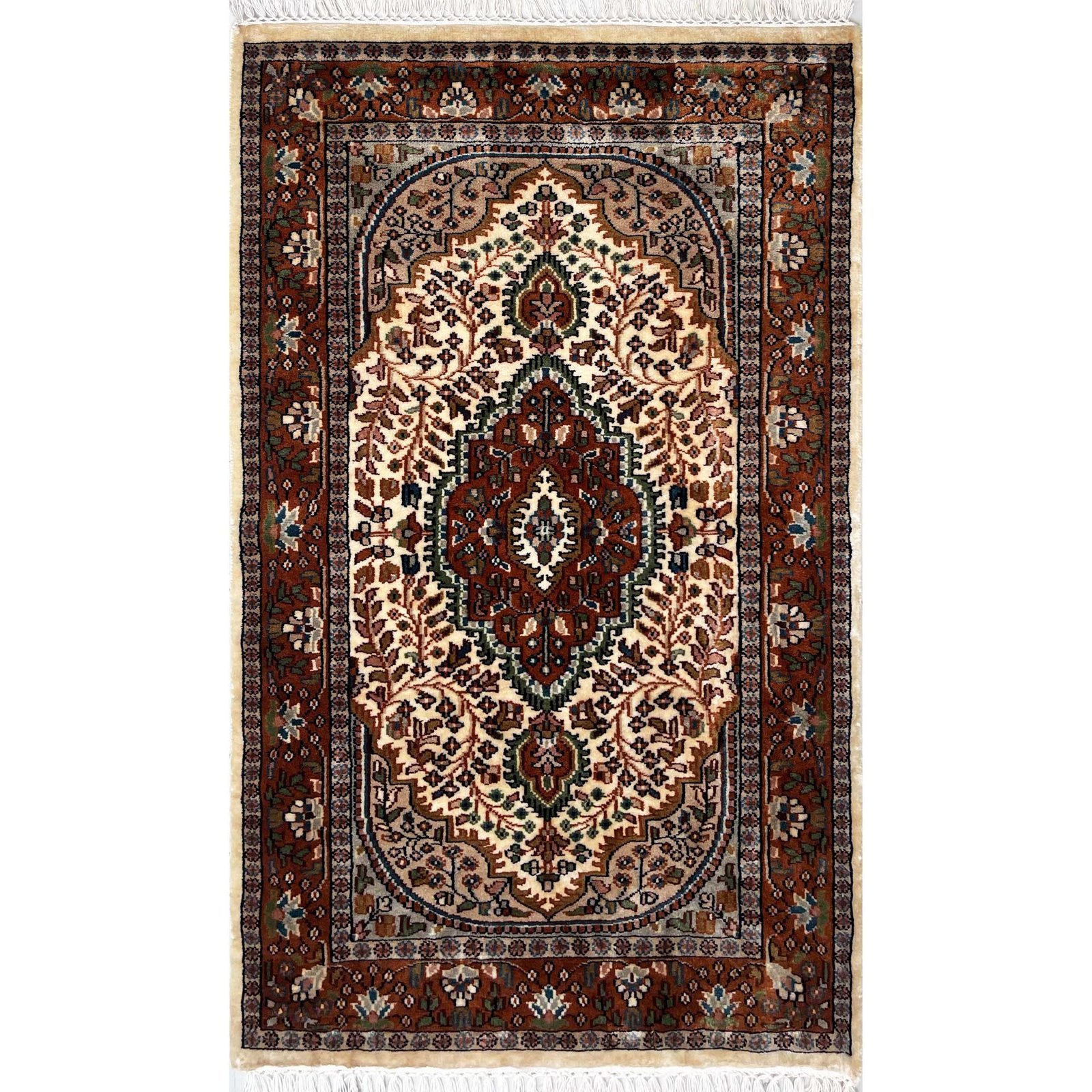 3x5 ft Hand Knotted Woolen Carpet Persian White