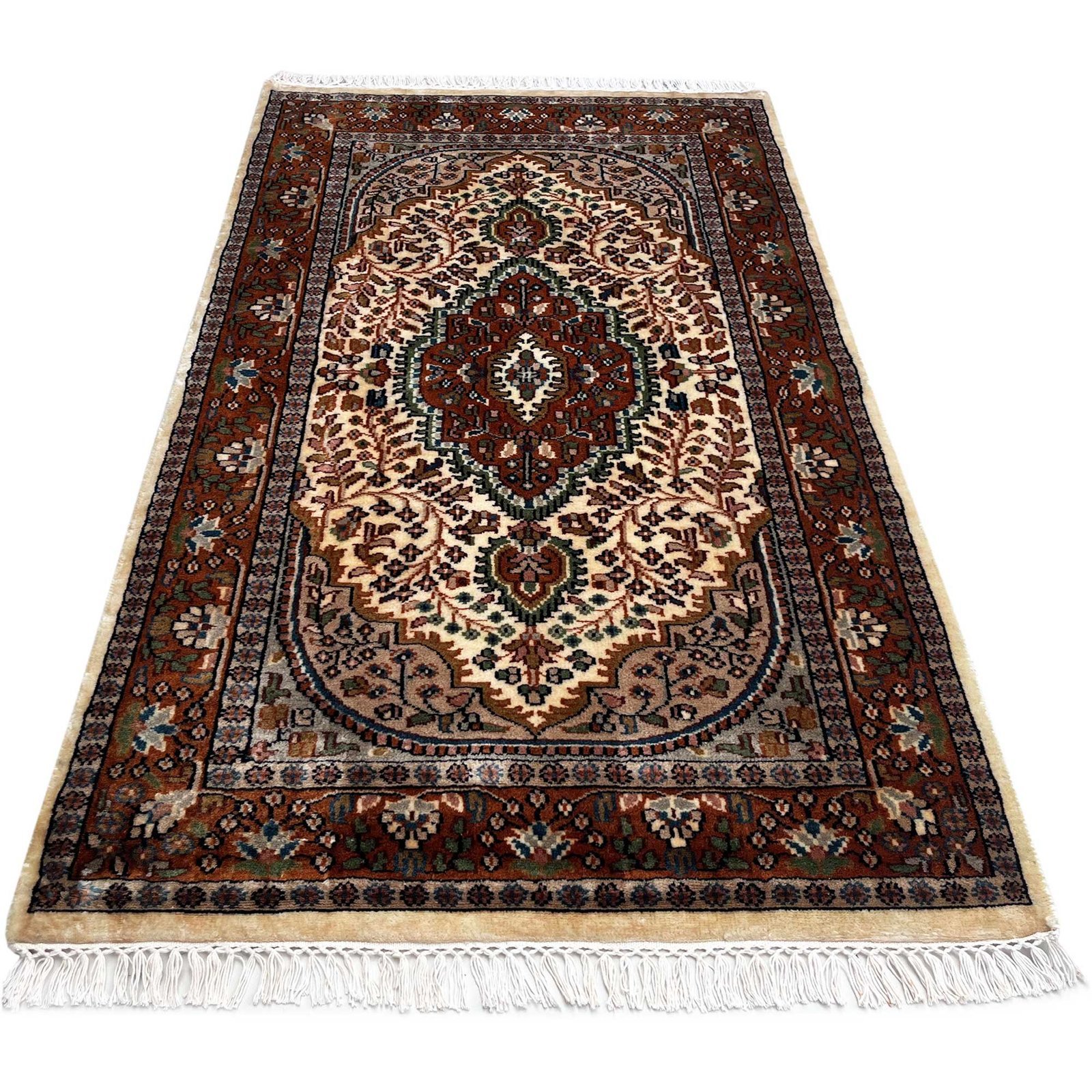 3x5 ft Hand Knotted Woolen Carpet Persian White - Image 2