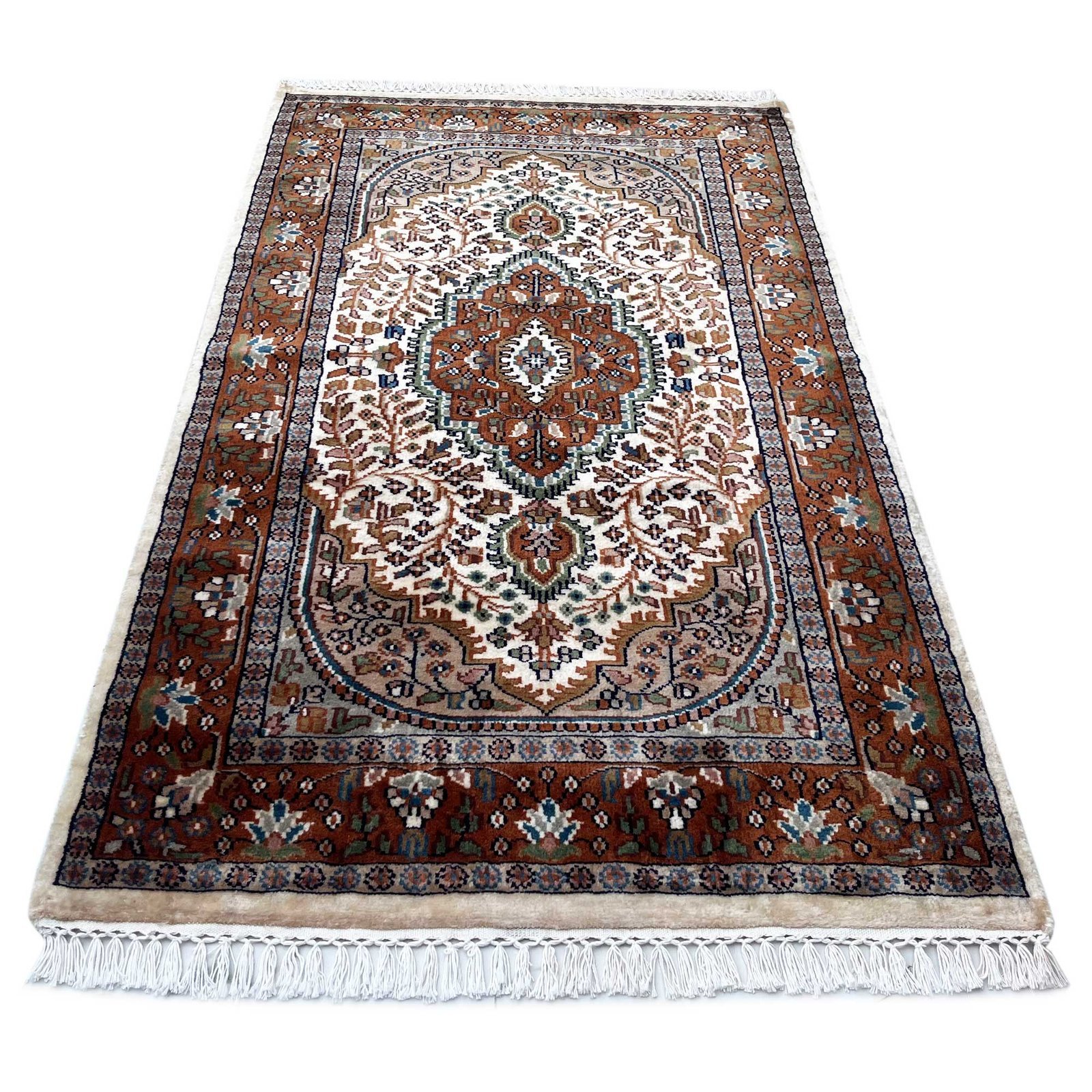 3x5 ft Hand Knotted Woolen Carpet Persian White - Image 6
