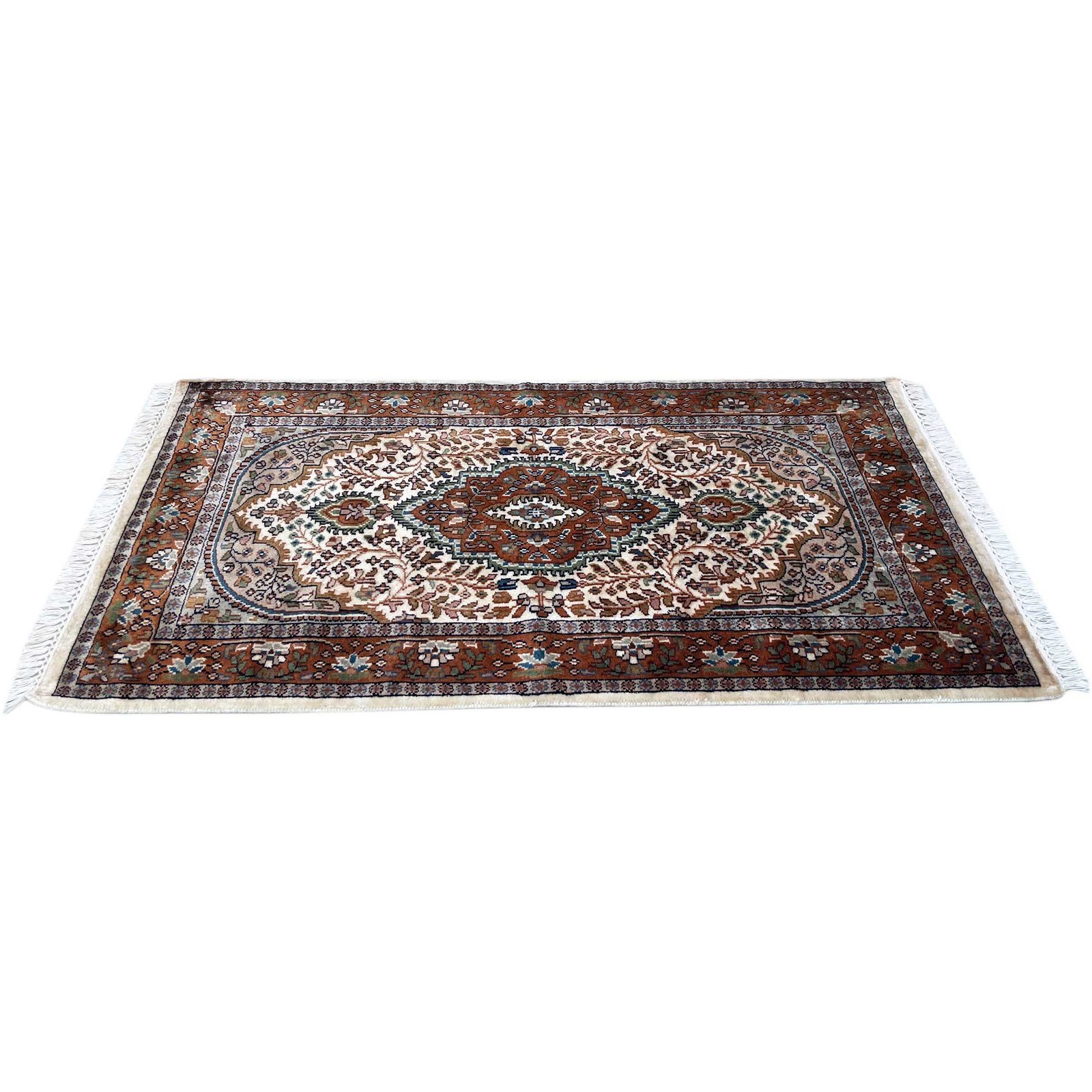 3x5 ft Hand Knotted Woolen Carpet Persian White - Image 5