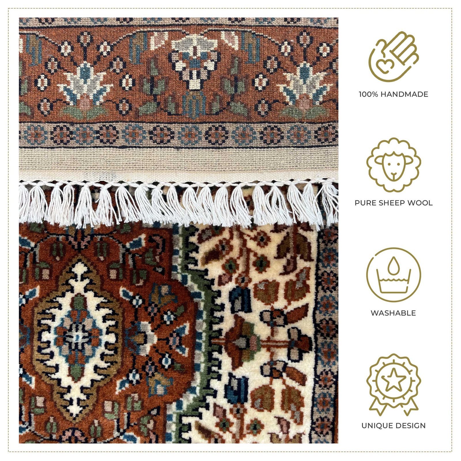 3x5 ft Hand Knotted Woolen Carpet Persian White - Image 4