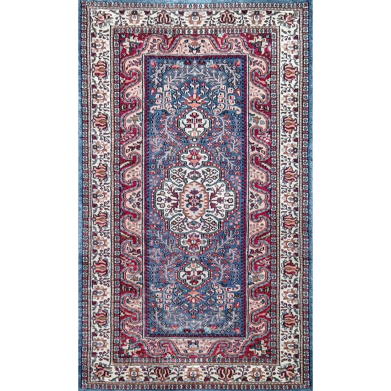 3x5 ft Blue Hand Knotted Bamboo Silk Carpet