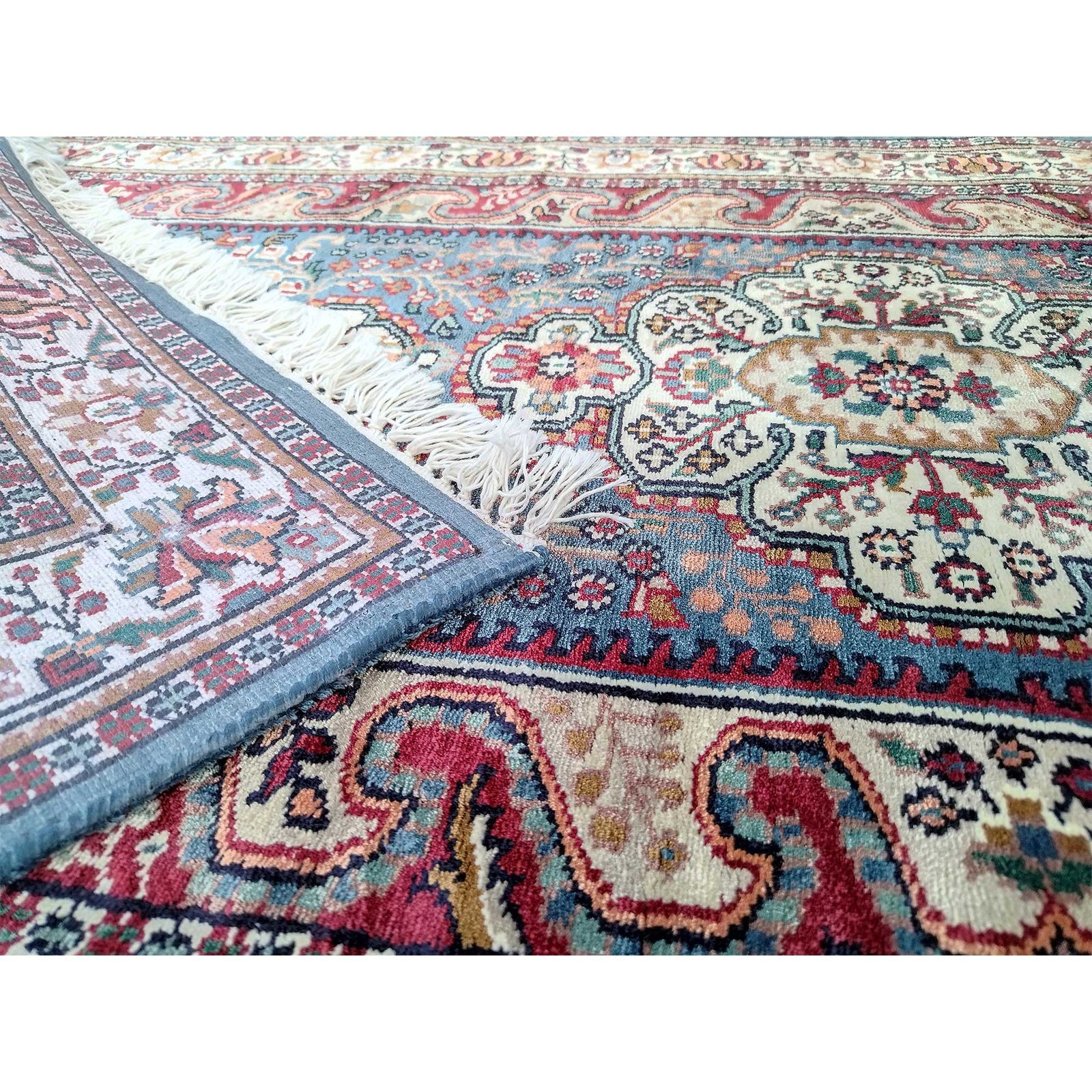 3x5 ft Blue Hand Knotted Bamboo Silk Carpet - Image 2