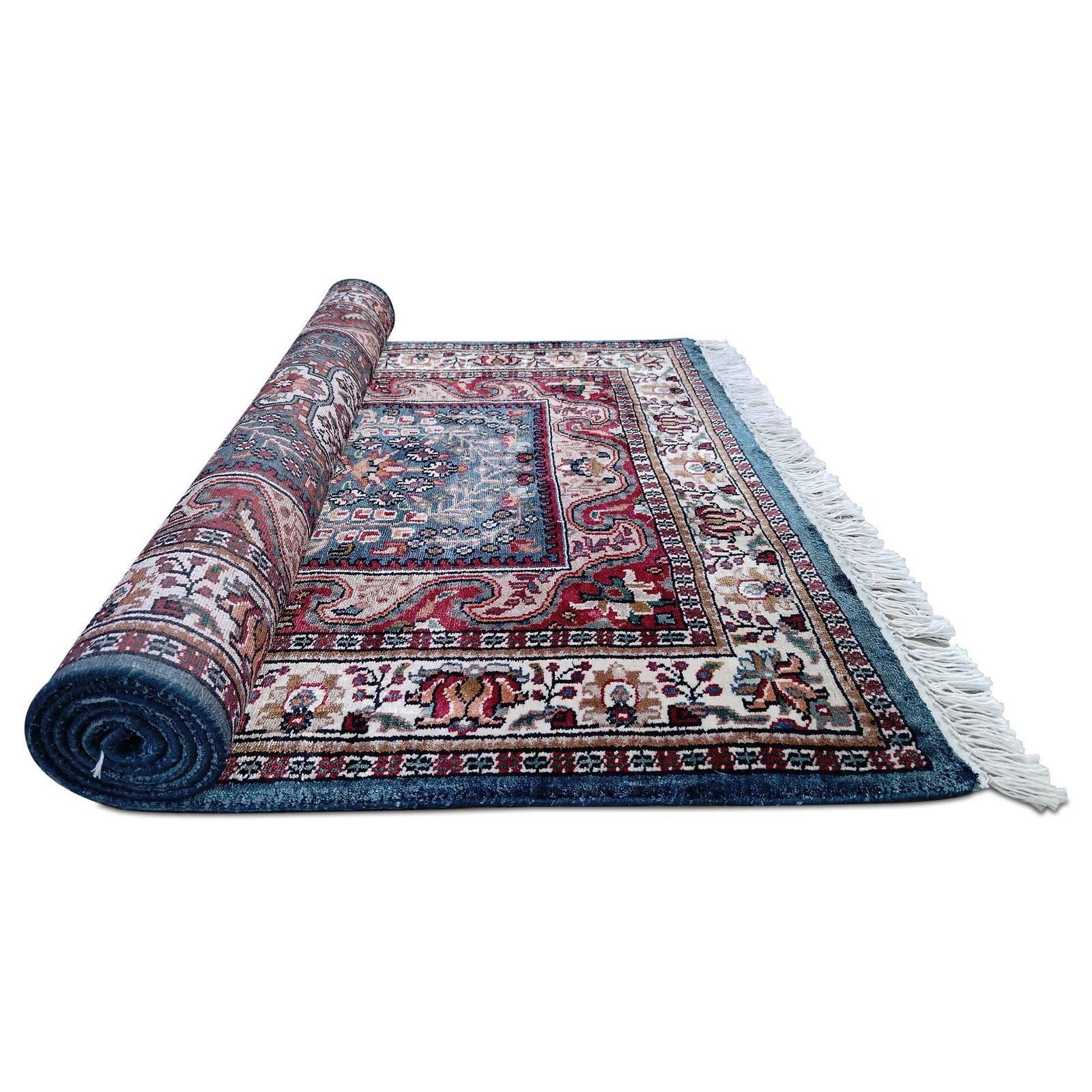 3x5 ft Blue Hand Knotted Bamboo Silk Carpet - Image 5