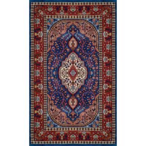 3x5 Feet Hand Knotted Blue Persian Wool Carpet