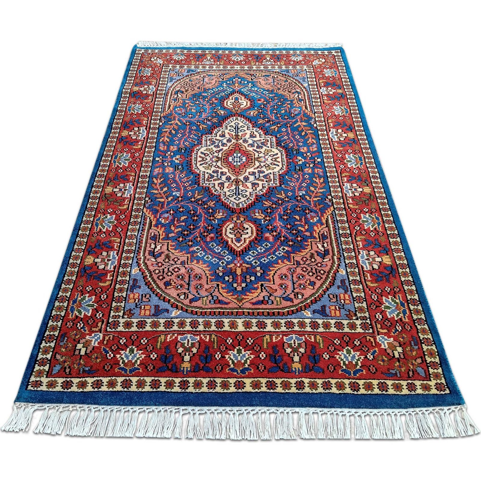 3x5 Feet Hand Knotted Blue Persian Wool Carpet - Image 2