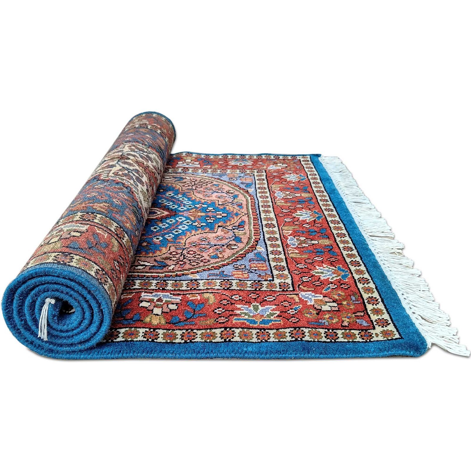 3x5 Feet Hand Knotted Blue Persian Wool Carpet - Image 5