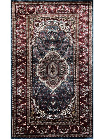 3x5 feet Hand Knotted Bamboo Silk Carpet Blue Indopersian