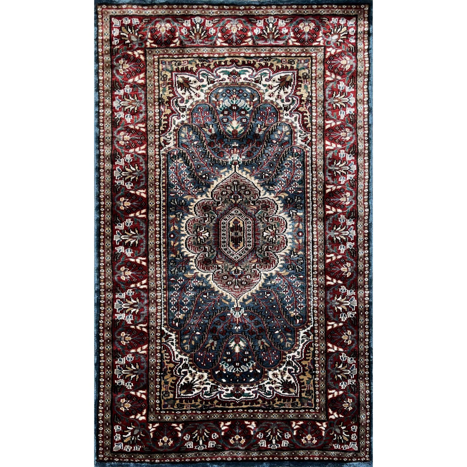 3x5 feet Hand Knotted Bamboo Silk Carpet Blue Indopersian