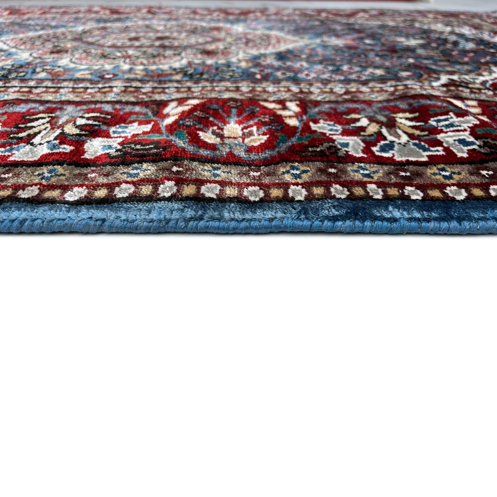 3x5 feet Hand Knotted Bamboo Silk Carpet Blue Indopersian - Image 6