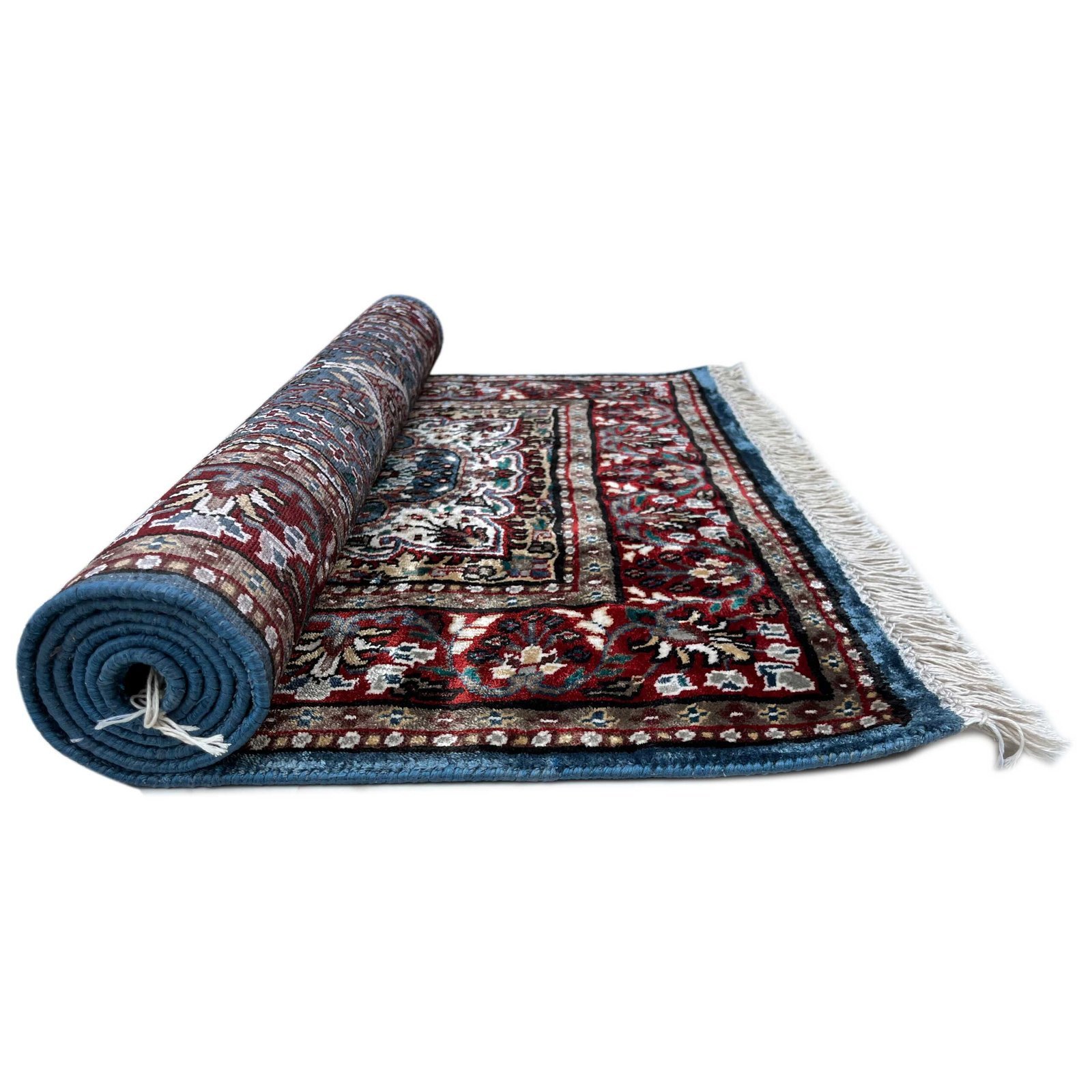 3x5 feet Hand Knotted Bamboo Silk Carpet Blue Indopersian - Image 3