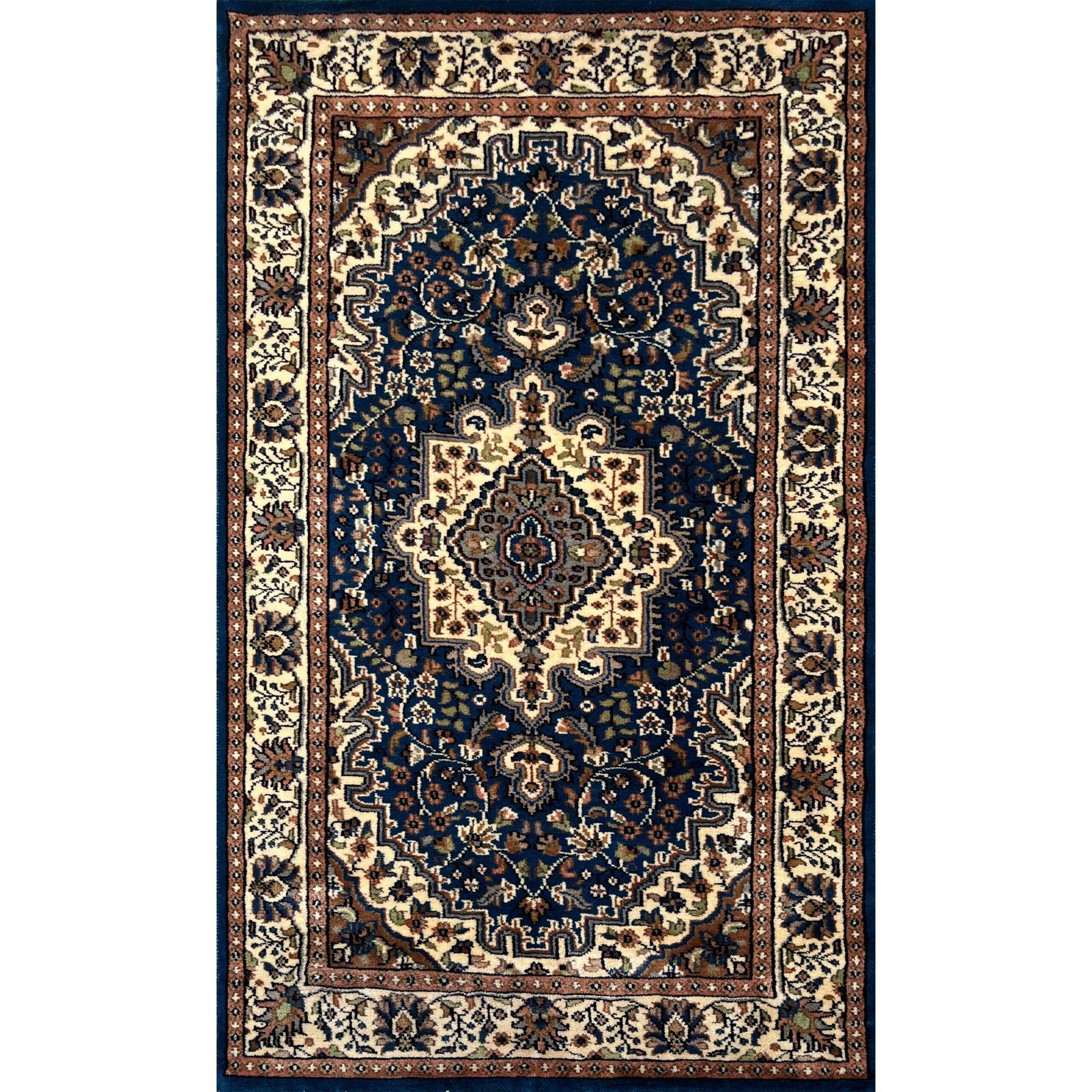 3x5 ft Hand Knotted wool Carpet Blue Indopersian