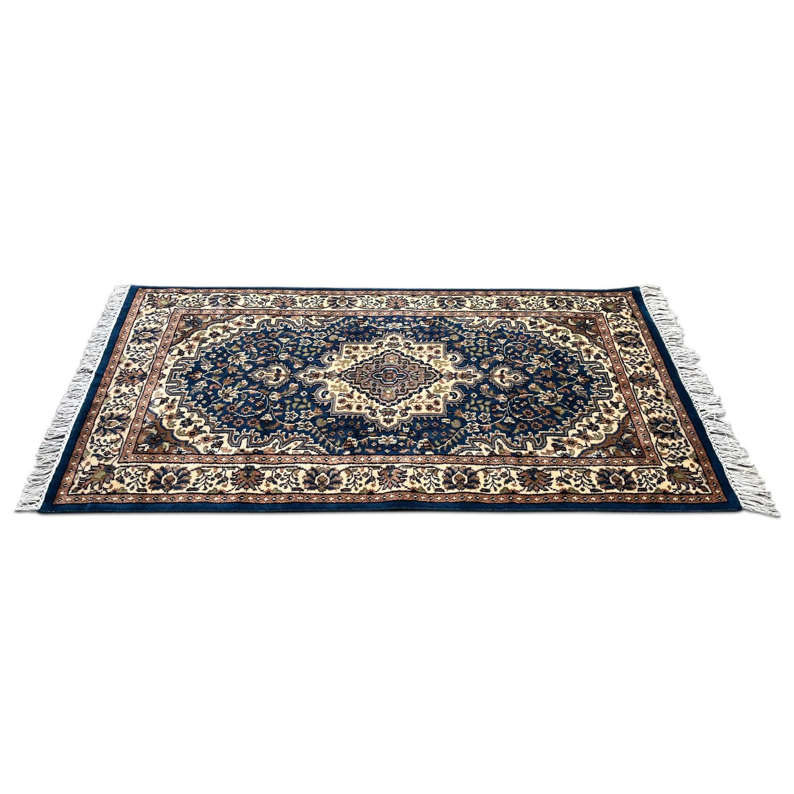 3x5 ft Hand Knotted wool Carpet Blue Indopersian - Image 6