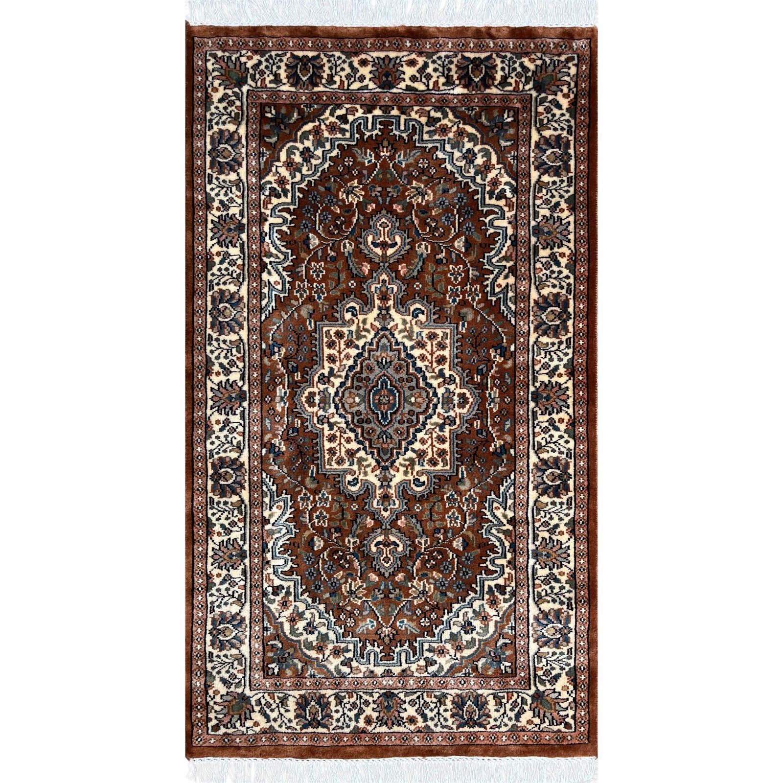 3x5 ft Hand Knotted Wool Carpet Copper Indopersian