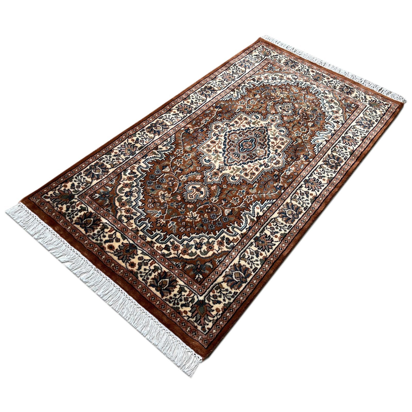 3x5 ft Hand Knotted Wool Carpet Copper Indopersian - Image 5