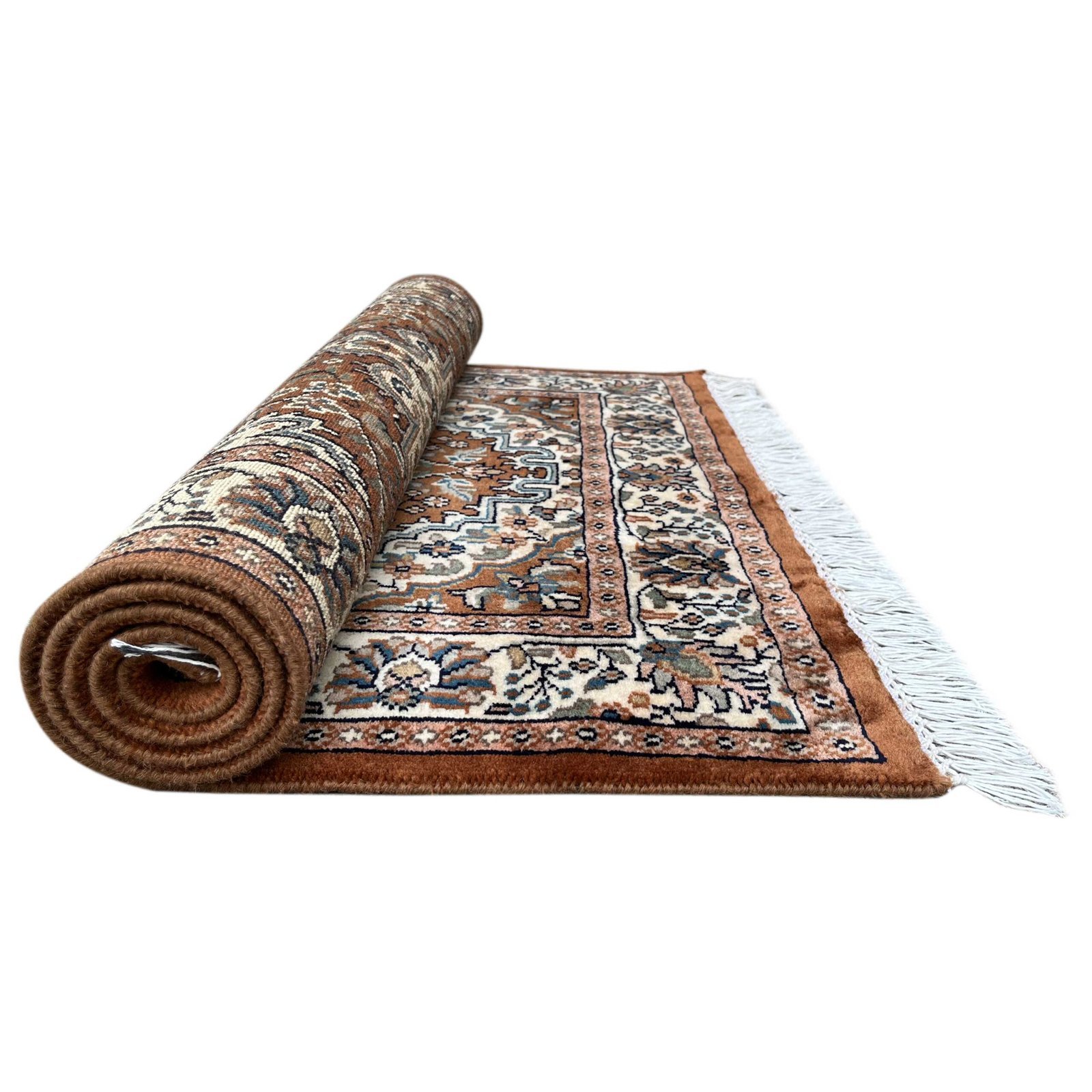 3x5 ft Hand Knotted Wool Carpet Copper Indopersian - Image 3