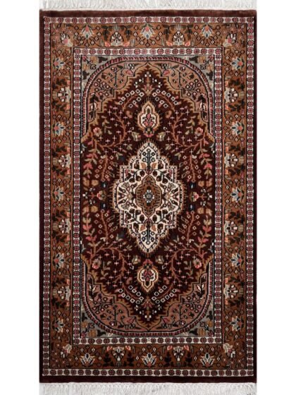 3x5 ft Hand-knotted Woolen Carpet Persian Dark Brown