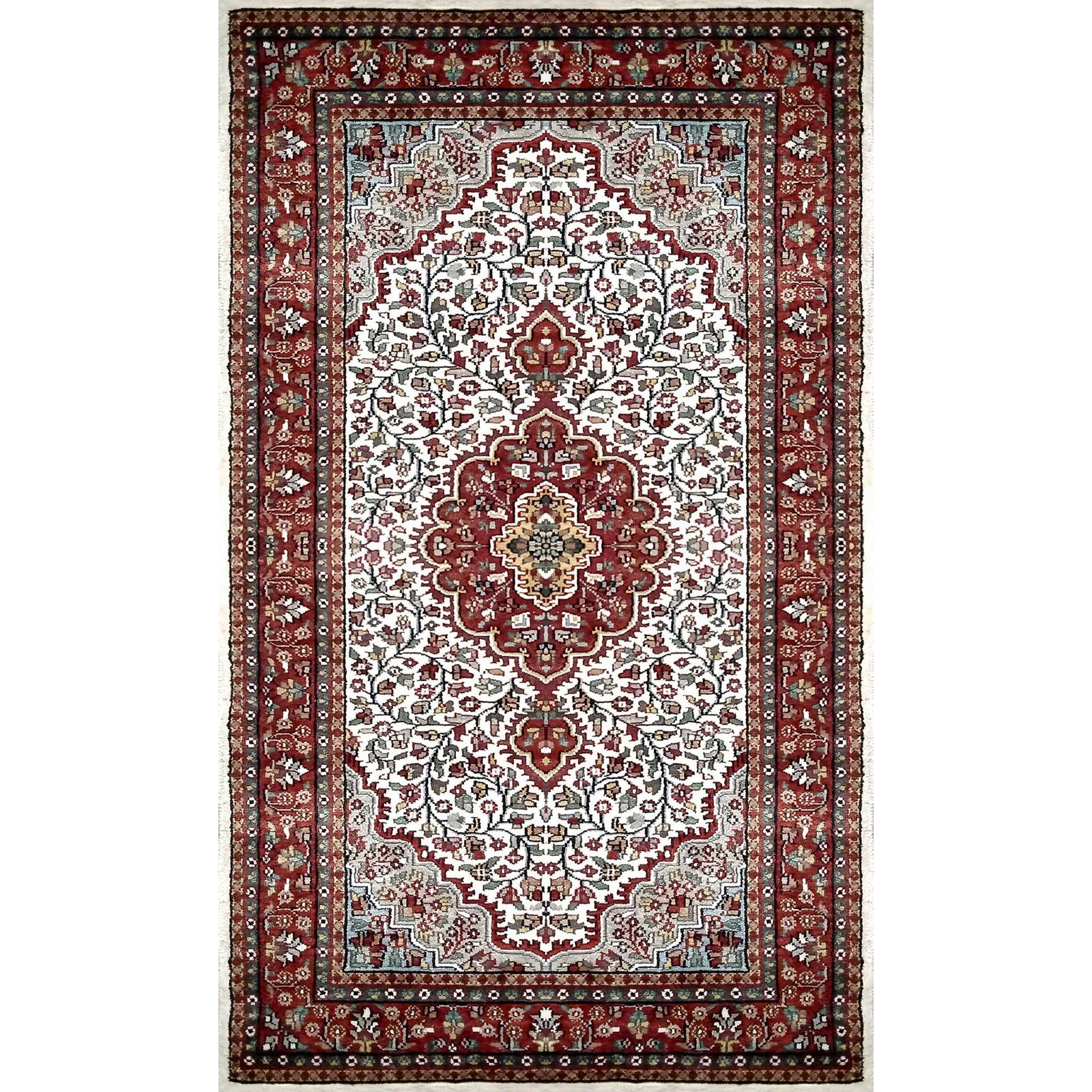 3×5 feet Hand Knotted Persian Carpet White