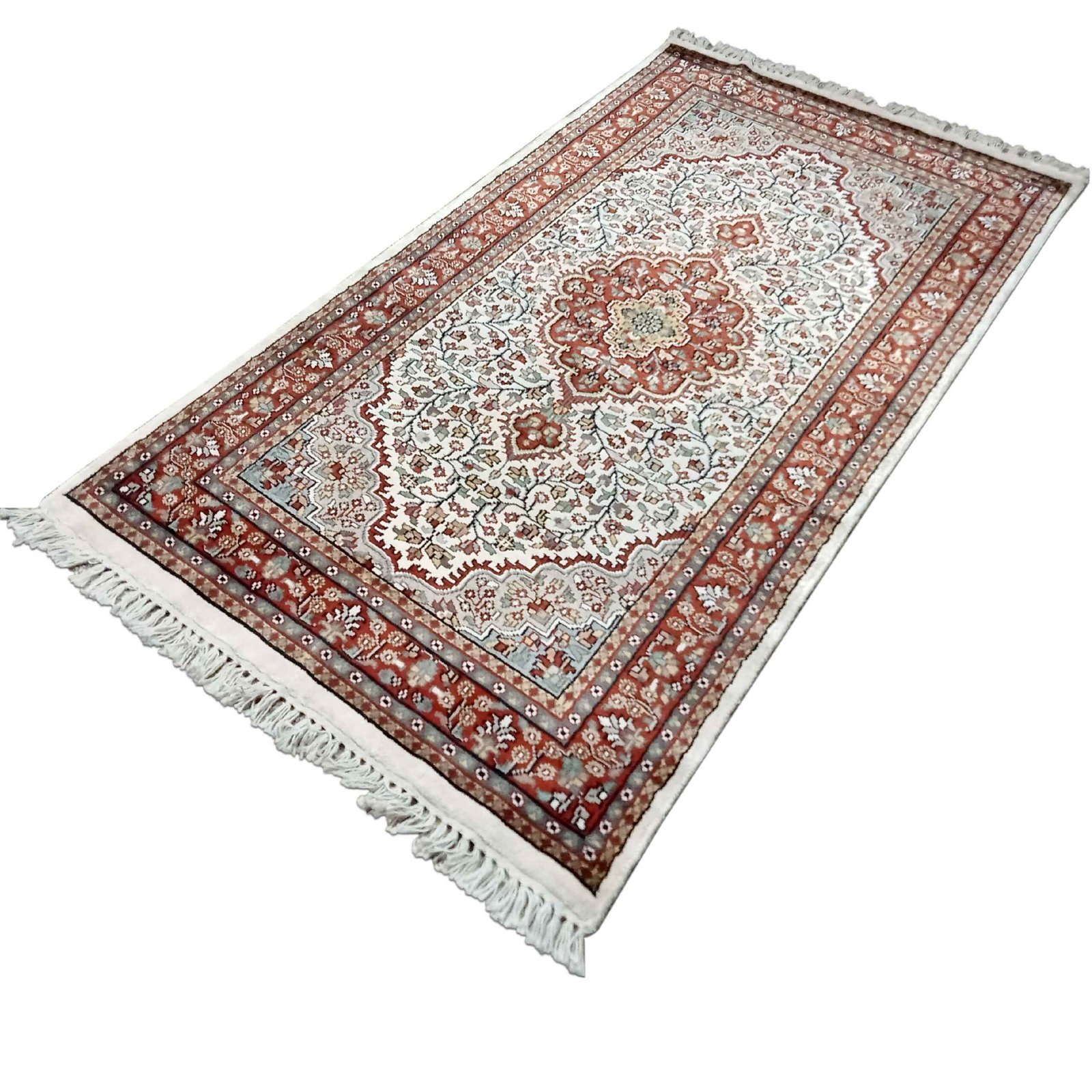3×5 feet Hand Knotted Persian Carpet White - Image 2