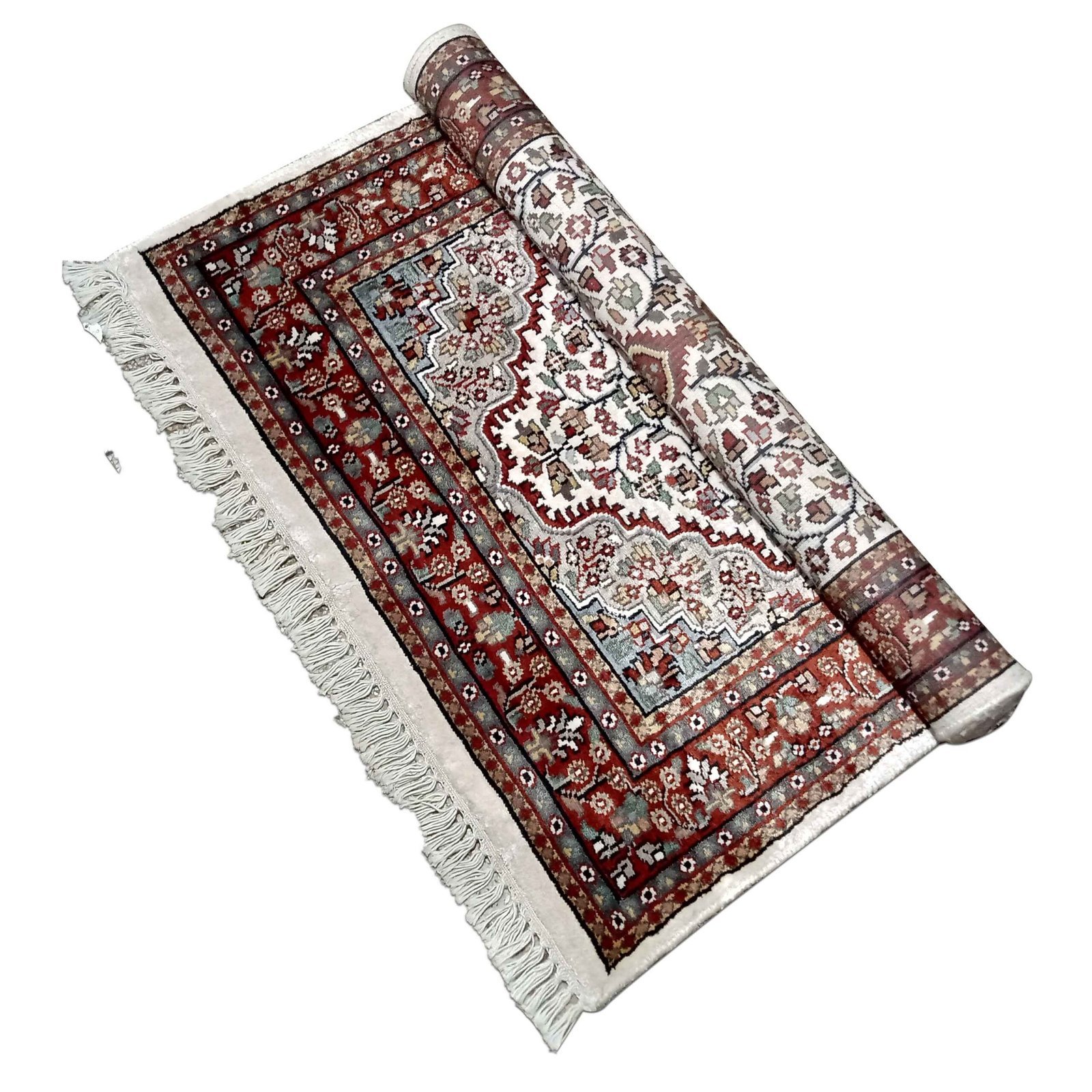 3×5 feet Hand Knotted Persian Carpet White - Image 6