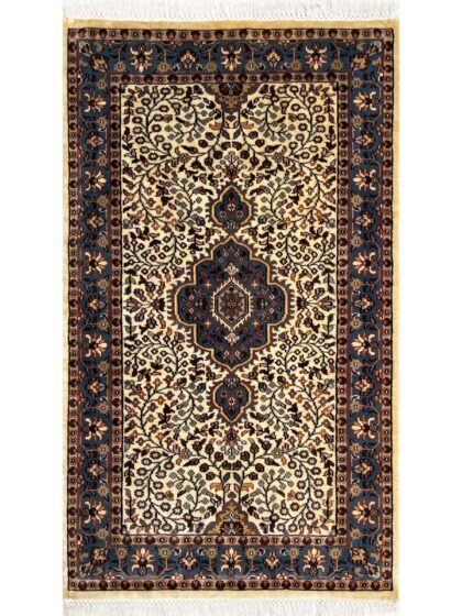 3x5 ft Hand Knotted Woolen Carpet Persian Ivory