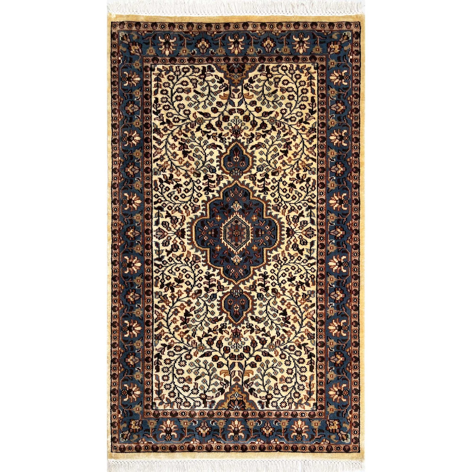 3x5 ft Hand Knotted Woolen Carpet Persian Ivory