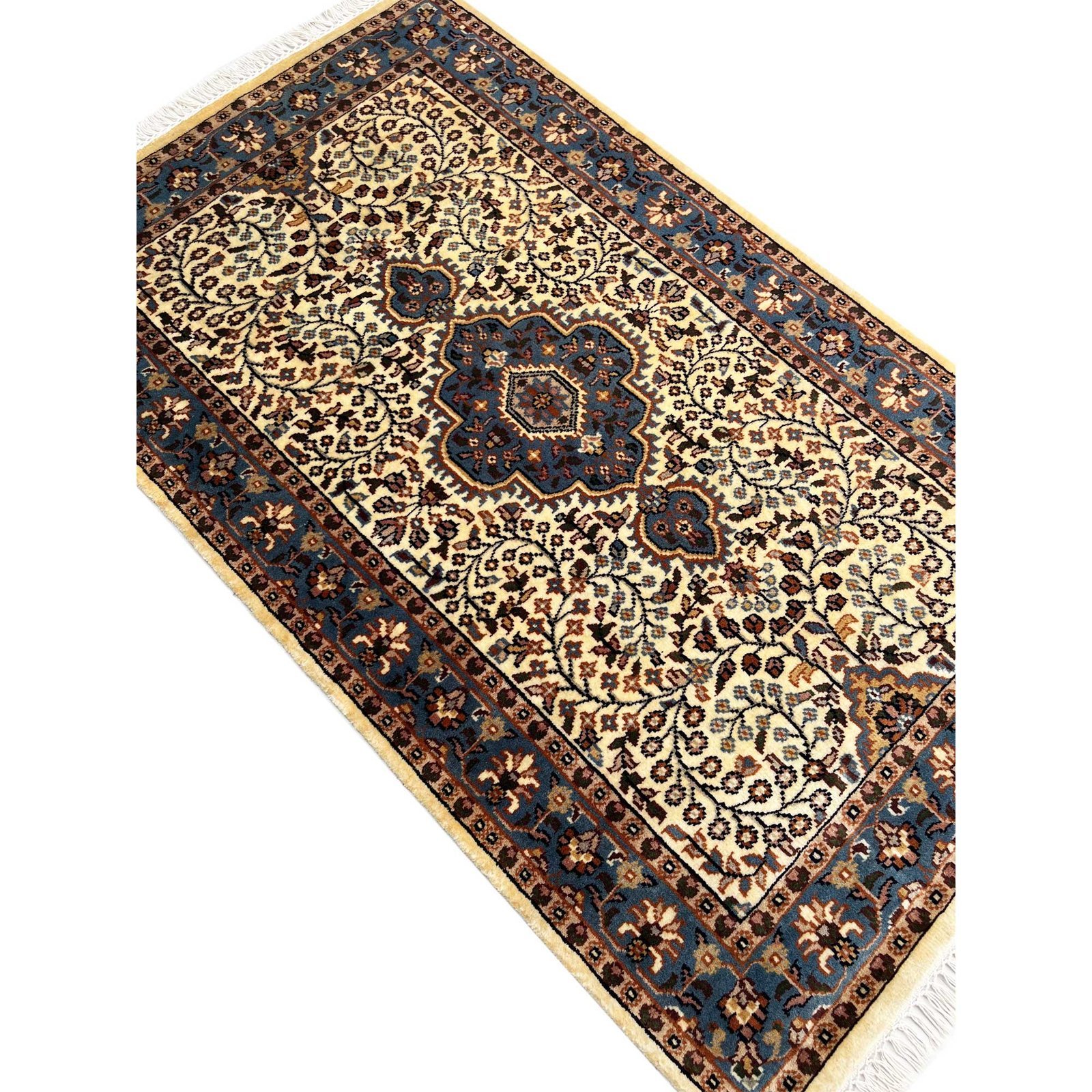 3x5 ft Hand Knotted Woolen Carpet Persian Ivory - Image 5