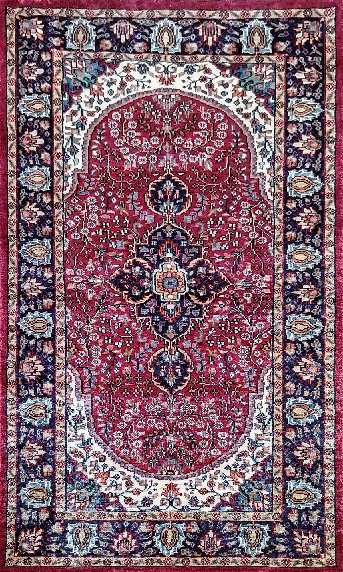 3x5 ft Maroon Hand Knotted Bamboo Silk Carpet - Image 2