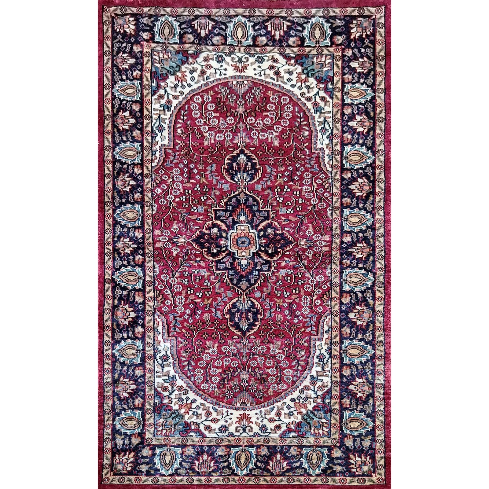 3x5 ft Maroon Hand Knotted Bamboo Silk Carpet