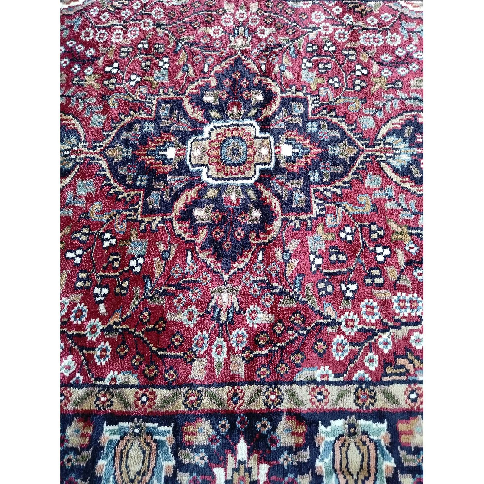 3x5 ft Maroon Hand Knotted Bamboo Silk Carpet - Image 4