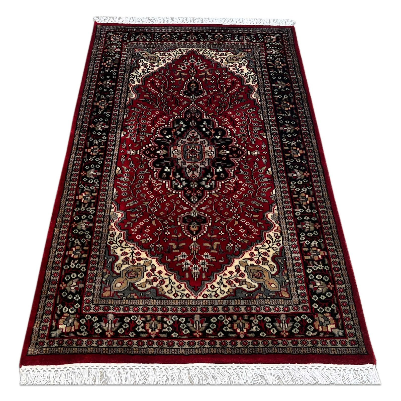 3x5 ft Hand Knotted Persian Carpet Wool Maroon - Image 2
